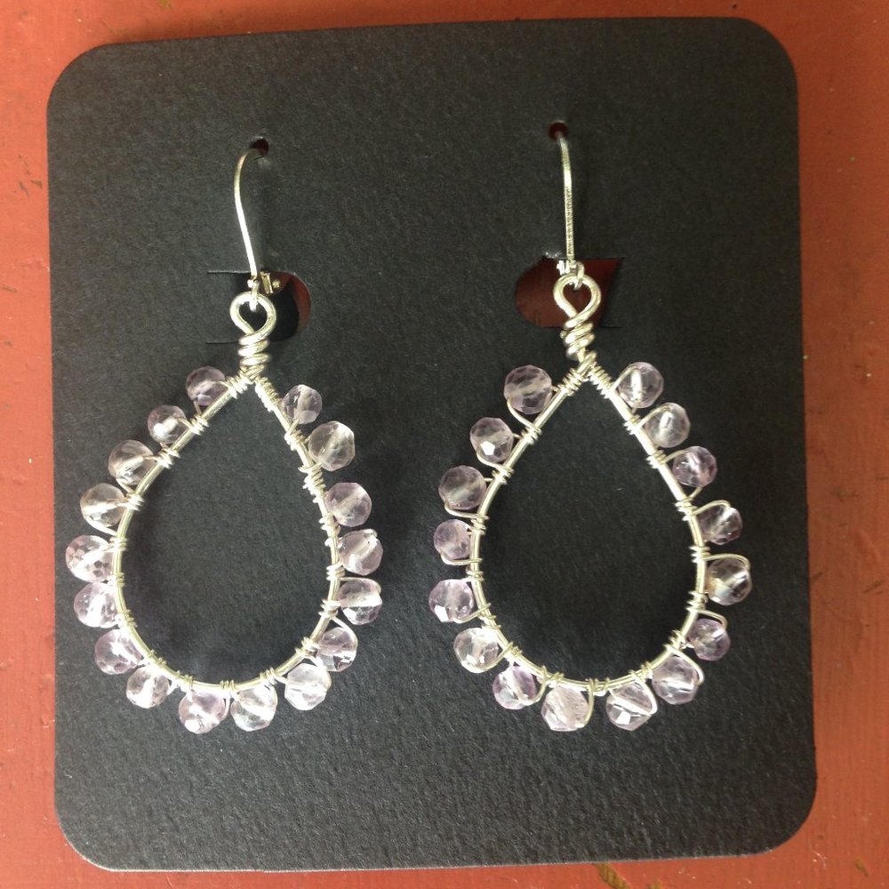 Amethyst & Sterling Teardrop Earrings